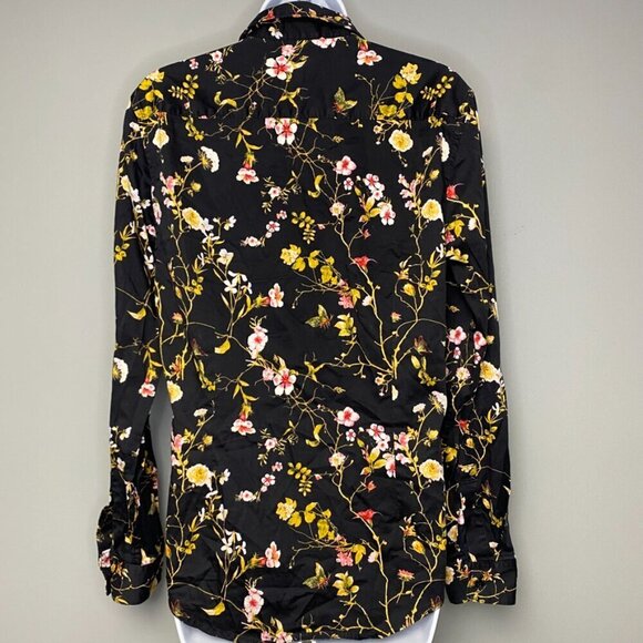 Guess Slim Fit Womens Black Floral Button Up Career Dress Shirt Size S - Picture 2 of 6